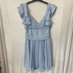 Saints + Secrets Ruffle V-Neck Mini Dress – Steel Blue